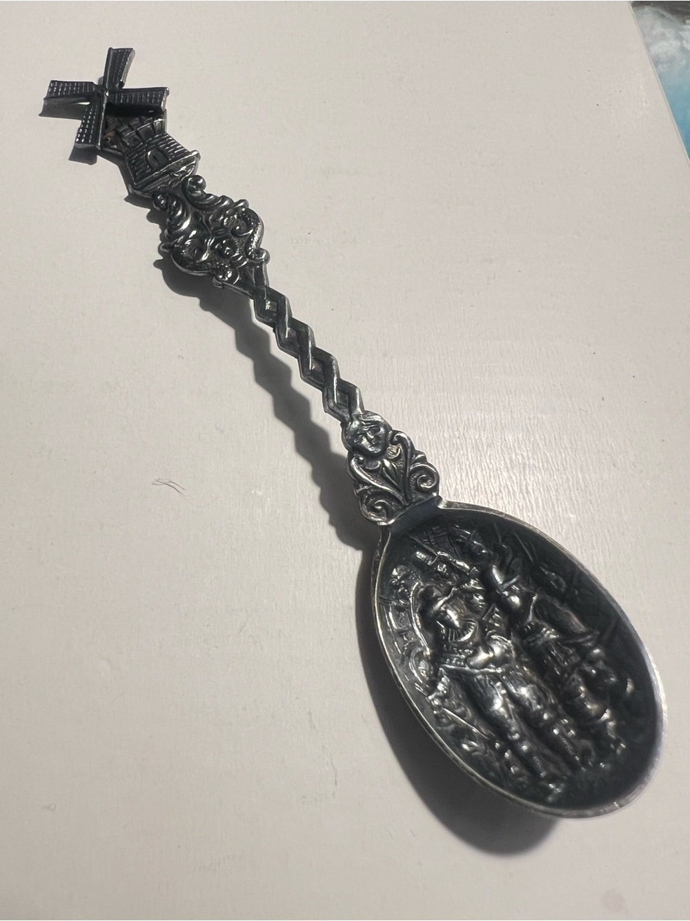 Vintage Dutch Windmill Souvenir Spoon H Hooijkaas Silverplate 90 Holland